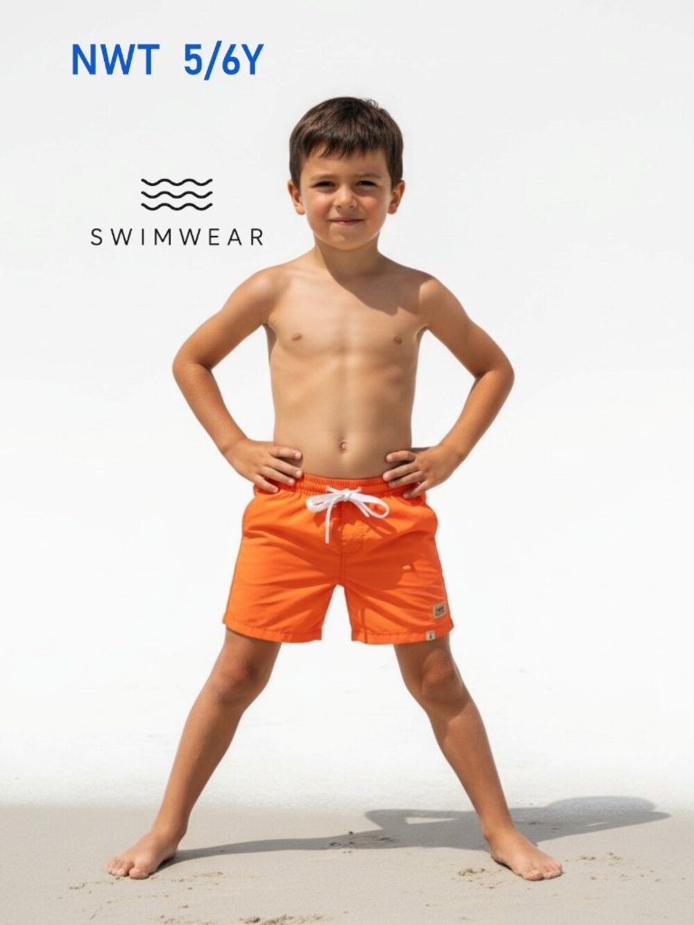 Me & Henry Orange Swim Short Mesh Lined, lightweight, quick dry - size 5/6Y